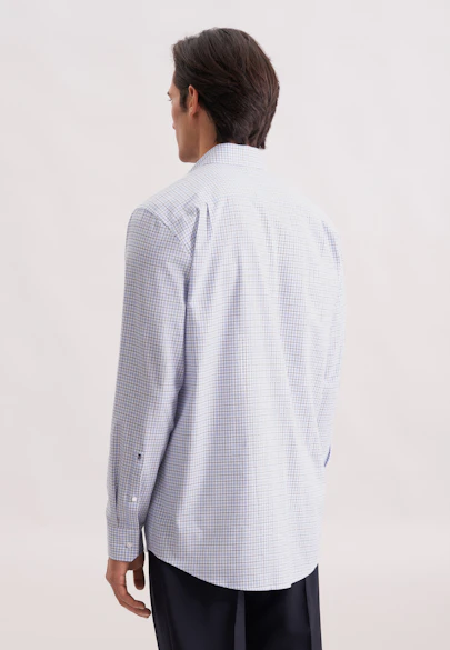 Regular Flannel shirt Check in Mittelblau |  Seidensticker Onlineshop