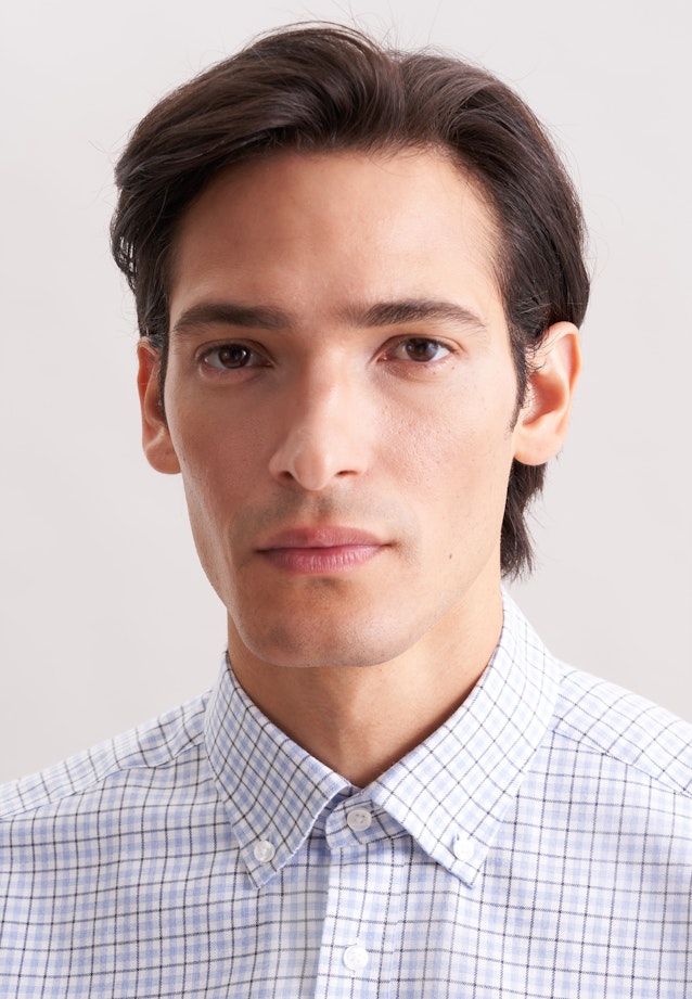 Regular Chemise en flanelle carreaux in Bleu Moyen |  Seidensticker Onlineshop