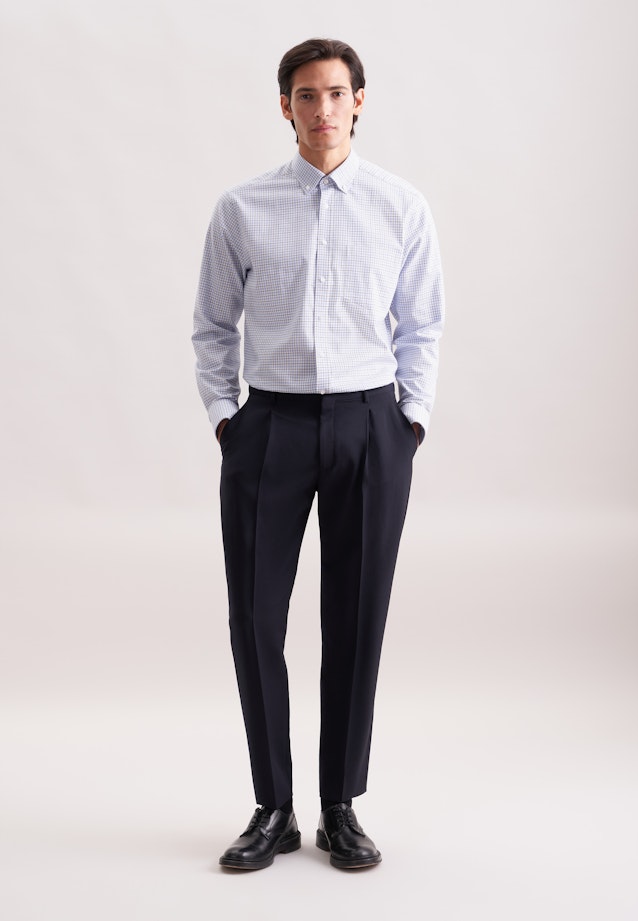 Regular Chemise en flanelle carreaux in Bleu Moyen |  Seidensticker Onlineshop