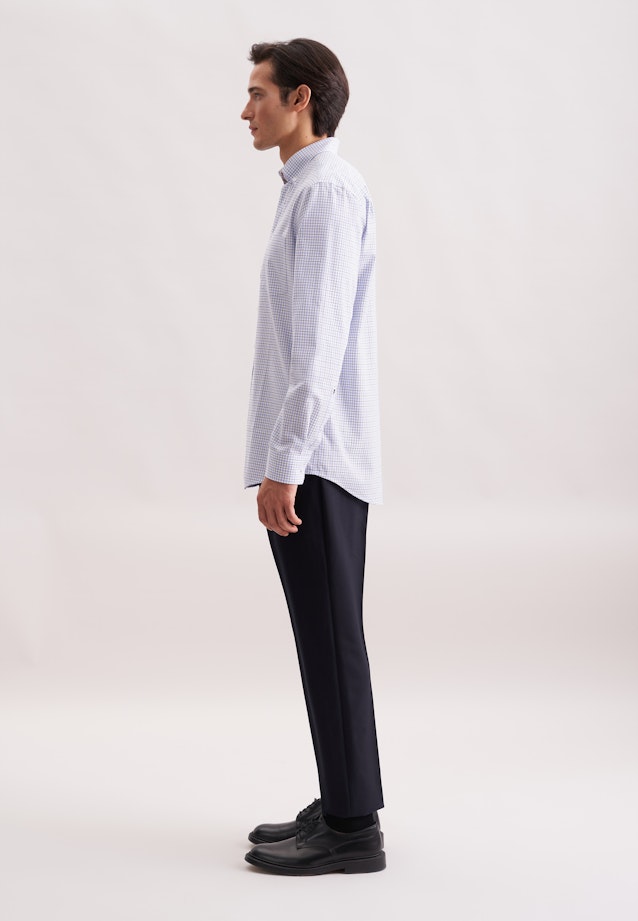 Regular Chemise en flanelle carreaux in Bleu Moyen |  Seidensticker Onlineshop