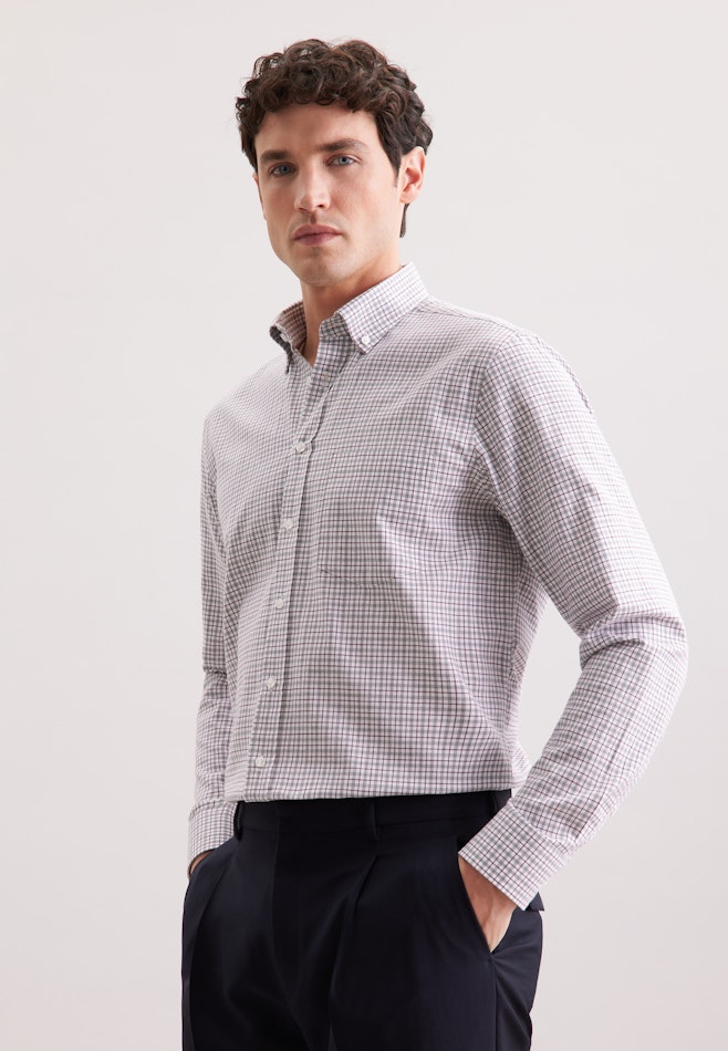 Regular Flannel shirt Check in Grey | Seidensticker online shop