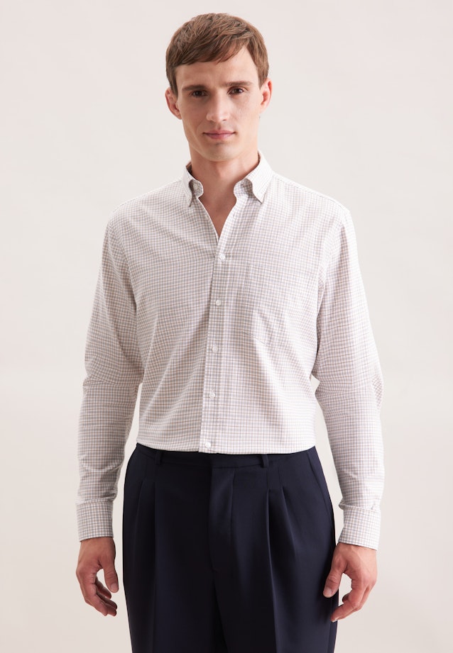 Regular Flanellhemd Karo in Beige |  Seidensticker Onlineshop