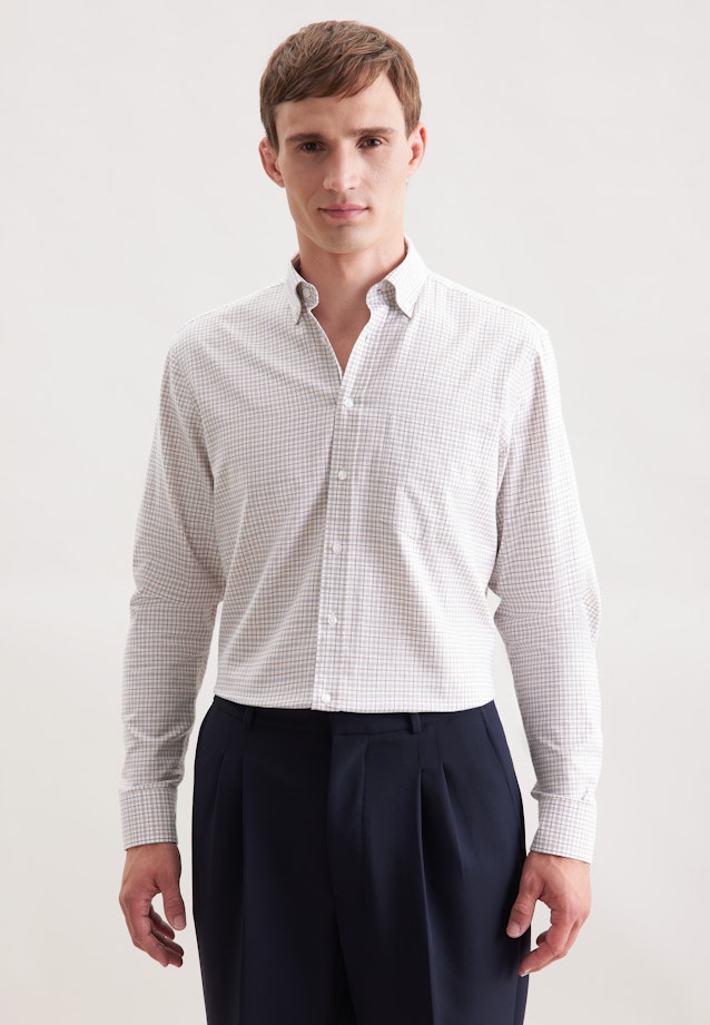 Regular Chemise en flanelle carreaux in Beige |  Seidensticker Onlineshop