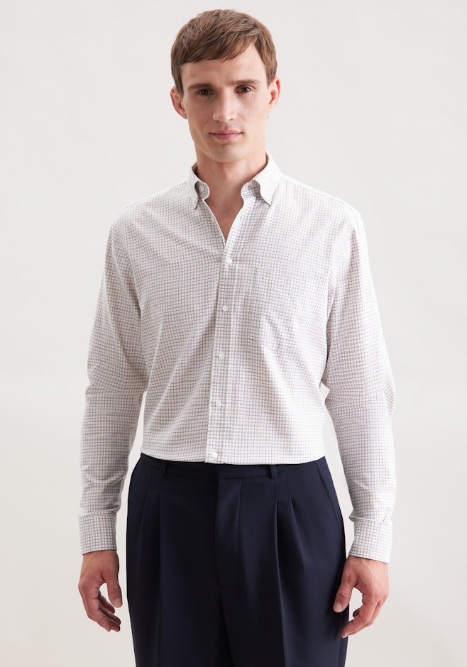 Regular Flanellhemd Karo in Beige | Seidensticker Onlineshop