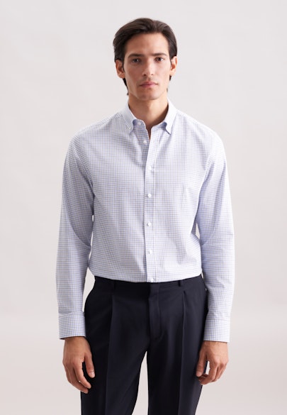 Slim Chemise en flanelle carreaux in Bleu Moyen |  Seidensticker Onlineshop