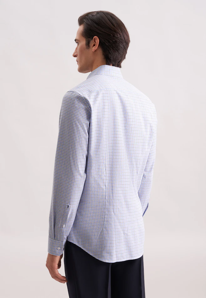 Slim Flanellhemd Karo in Mittelblau | Seidensticker Onlineshop