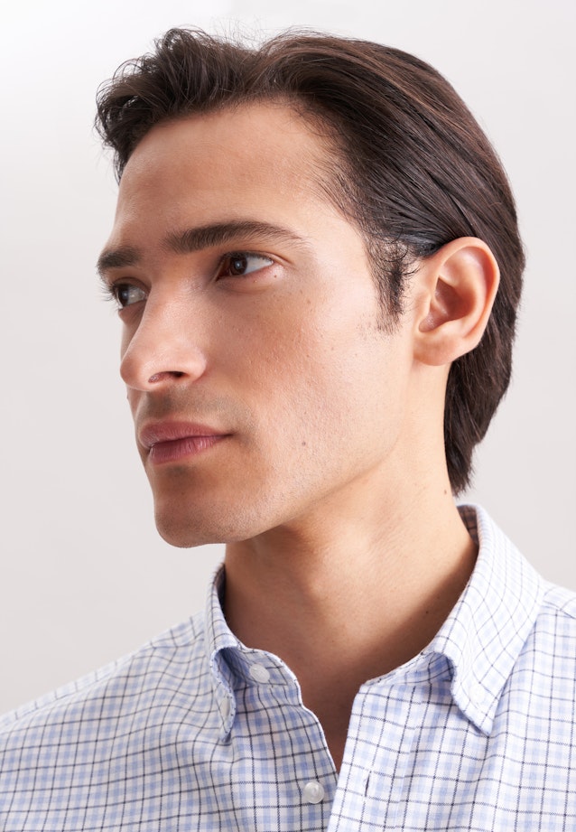 Slim Flanellhemd Karo in Mittelblau |  Seidensticker Onlineshop