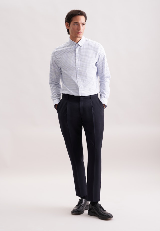 Slim Flanellhemd Karo in Mittelblau |  Seidensticker Onlineshop