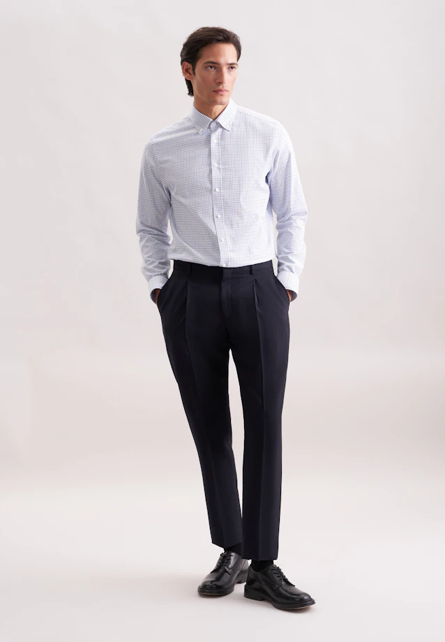 Slim Chemise en flanelle carreaux in Bleu Moyen |  Seidensticker Onlineshop