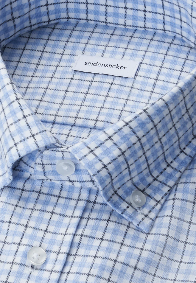 Slim Flanellhemd Karo in Mittelblau | Seidensticker Onlineshop