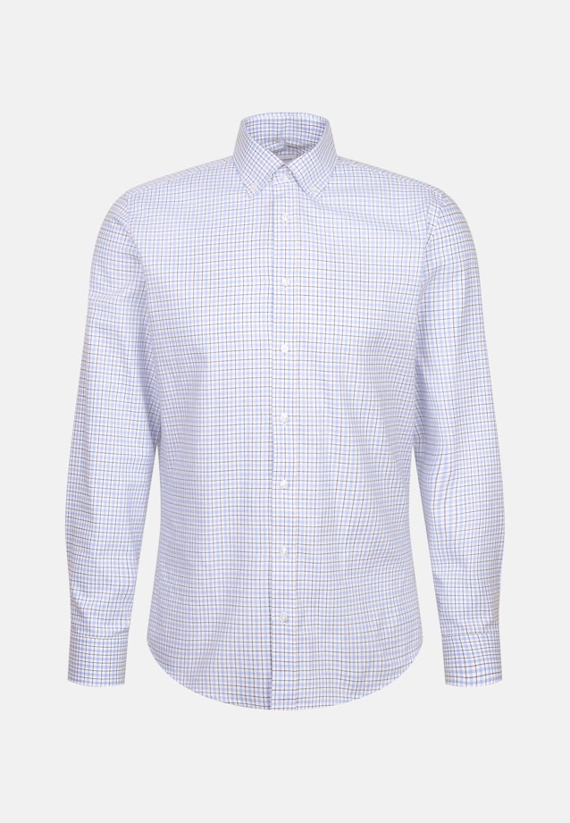 Slim Flanellhemd Karo in Mittelblau |  Seidensticker Onlineshop