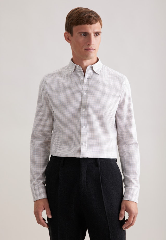Slim Flannel shirt Check in Beige |  Seidensticker Onlineshop