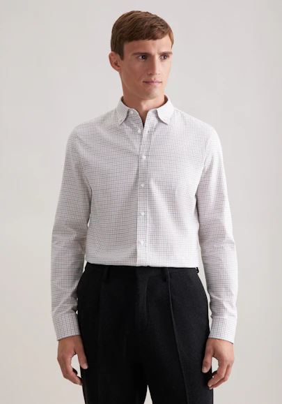 Slim Chemise en flanelle carreaux in Beige | Seidensticker Onlineshop