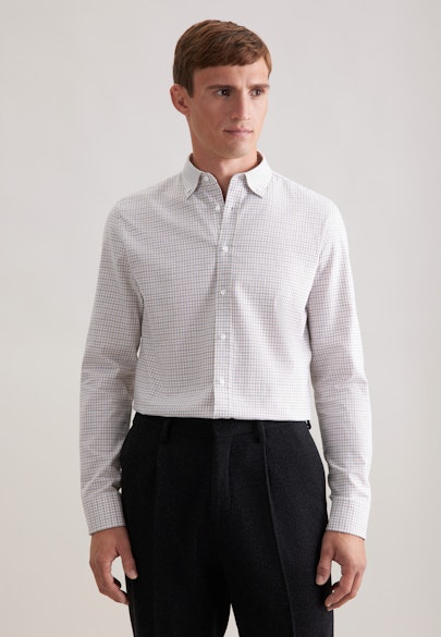 Slim Flanellhemd Karo in Beige |  Seidensticker Onlineshop