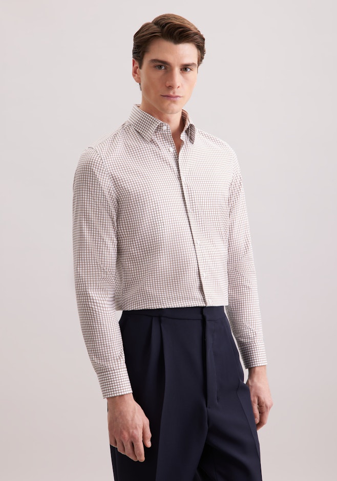 Shaped Business Hemd Karo in Braun | Seidensticker Onlineshop