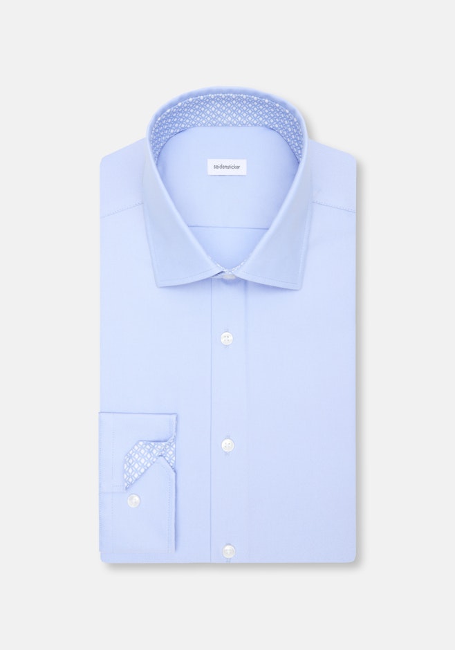 Slim Chemise Performance Uni dans Bleu Moyen | Boutique en ligne Seidensticker