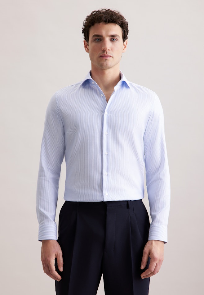 Slim Business shirt Structure in Mittelblau | Seidensticker online shop
