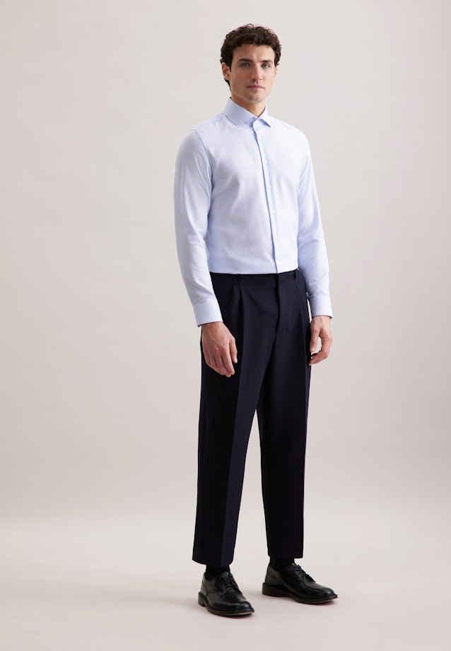 Slim Business Hemd Struktur in Mittelblau |  Seidensticker Onlineshop