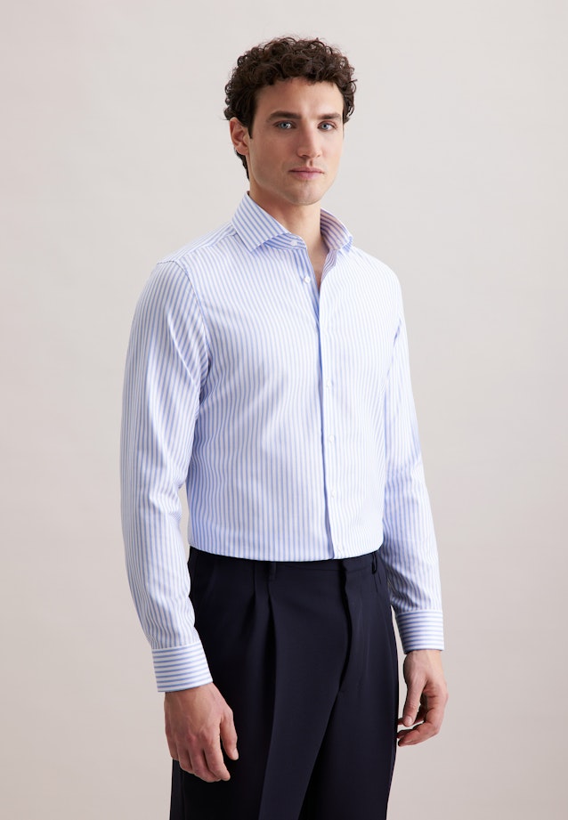 Slim Business Hemd Gestreift in Mittelblau |  Seidensticker Onlineshop