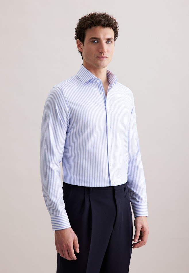 Slim Business Hemd Gestreift in Mittelblau | Seidensticker Onlineshop