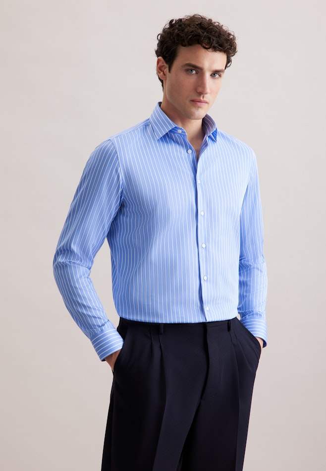 Slim Business shirt Stripes in Mittelblau | Seidensticker online shop