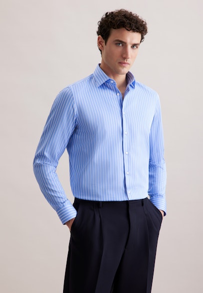 Slim Business Hemd Gestreift in Mittelblau |  Seidensticker Onlineshop