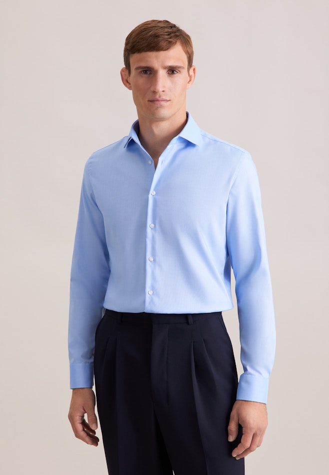 Slim Business shirt Uni in Mittelblau | Seidensticker online shop