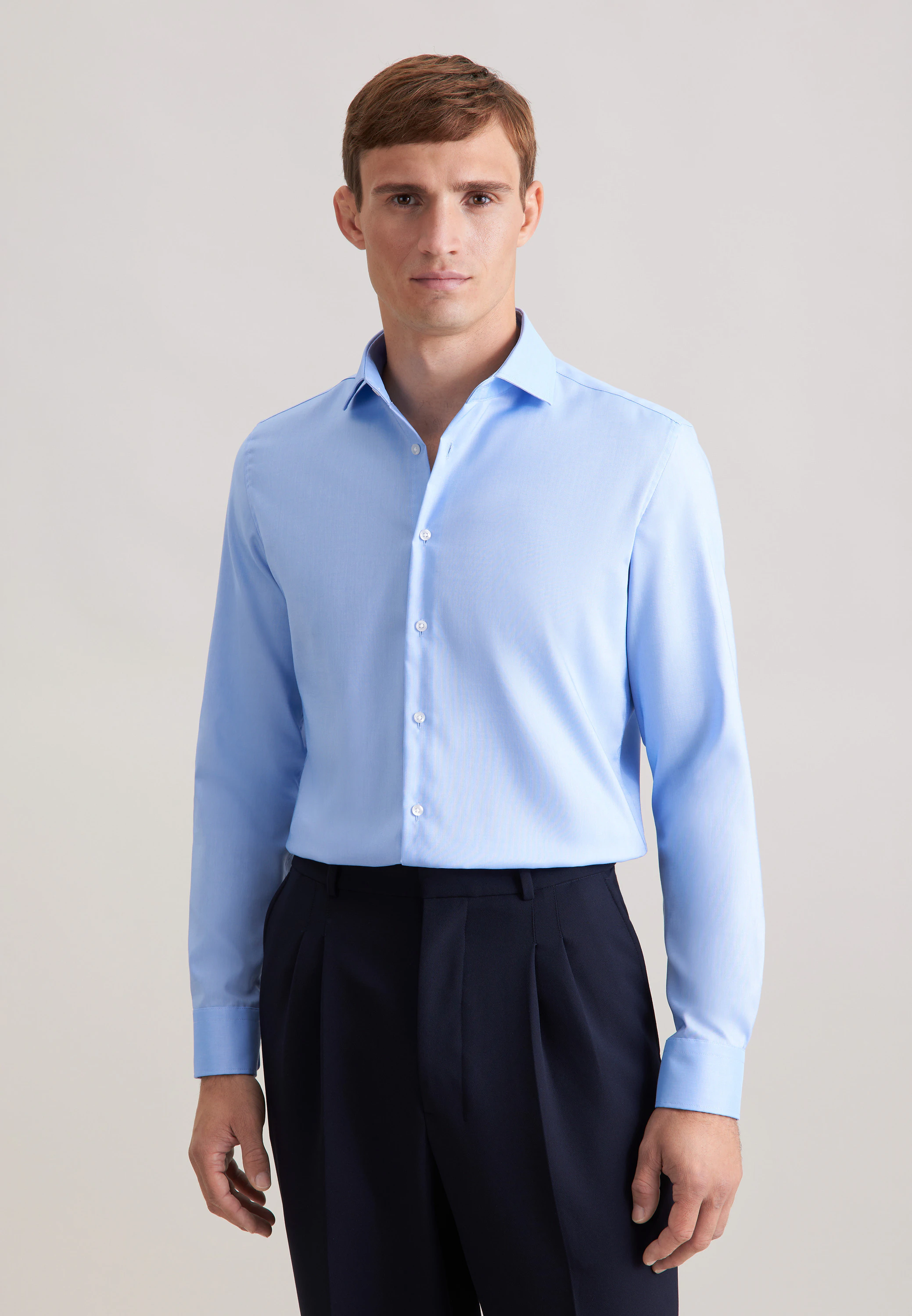 Slim Business Hemd Uni Blau 44