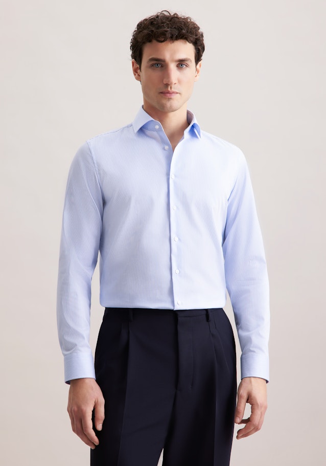 Slim Business Hemd Gestreift in Mittelblau | Seidensticker Onlineshop