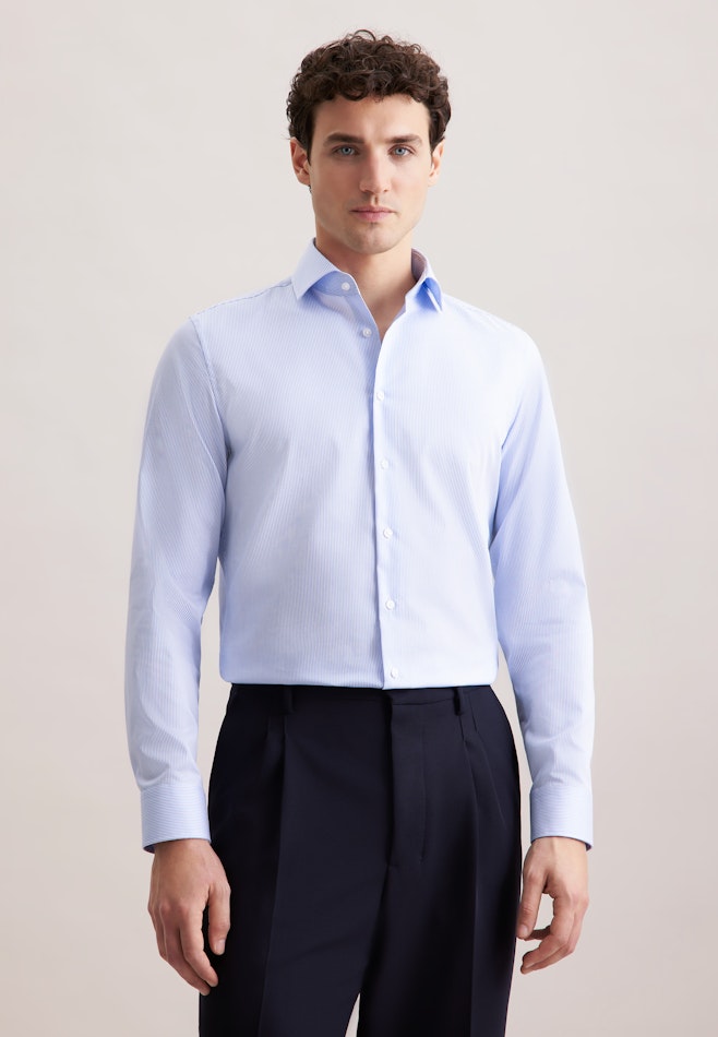 Slim Business Hemd Gestreift in Mittelblau | Seidensticker Onlineshop