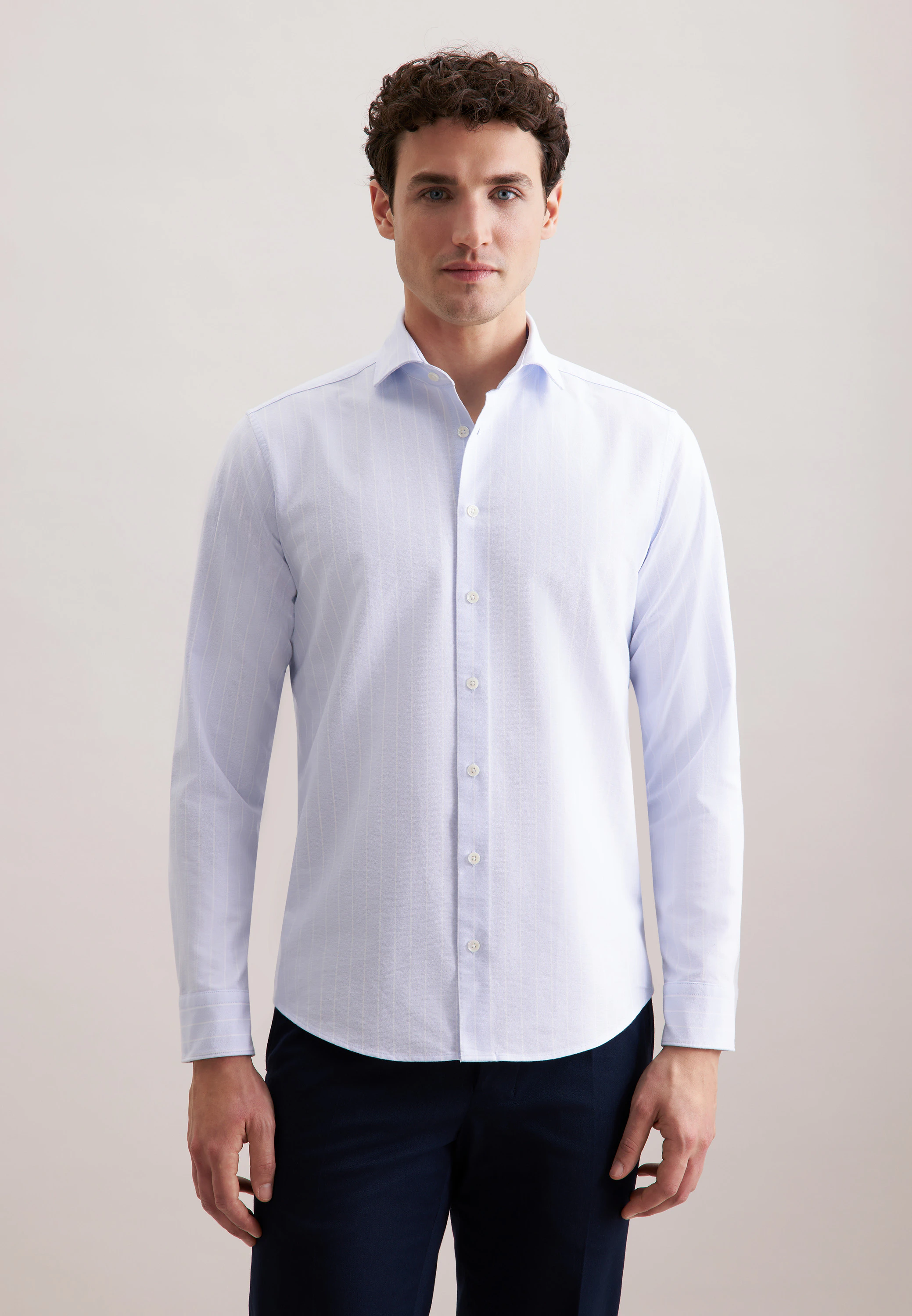 Regular Casual Hemd Gestreift Blau