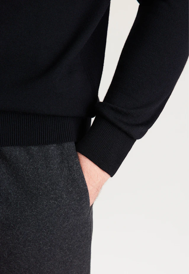 Collar Pullover  , Uni in Schwarz |  Seidensticker Onlineshop