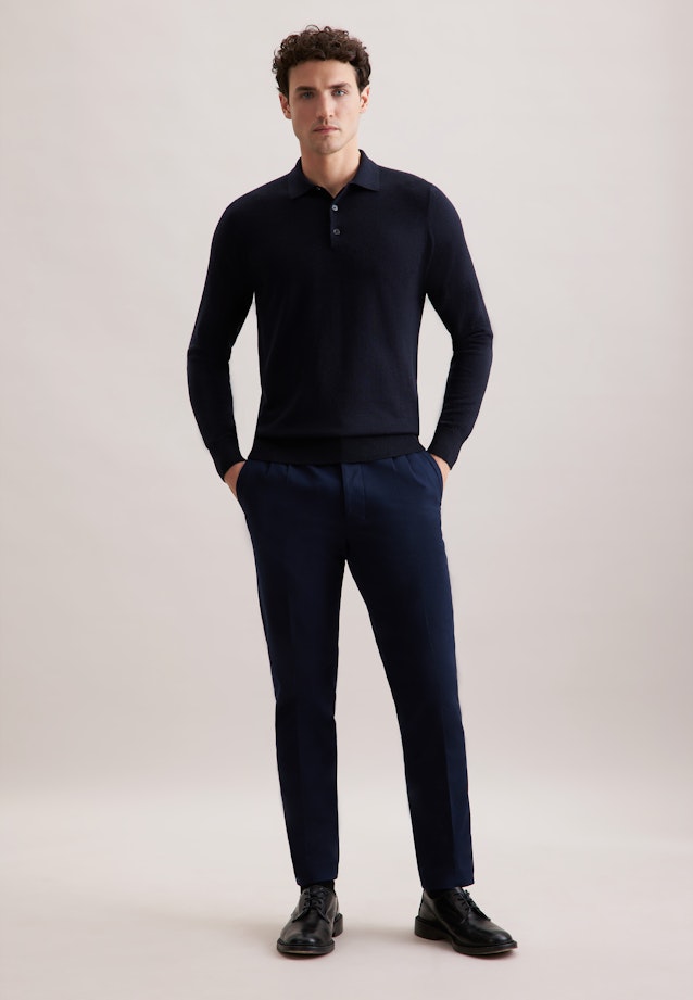 Regular Pull-over Uni in Bleu Foncé |  Seidensticker Onlineshop