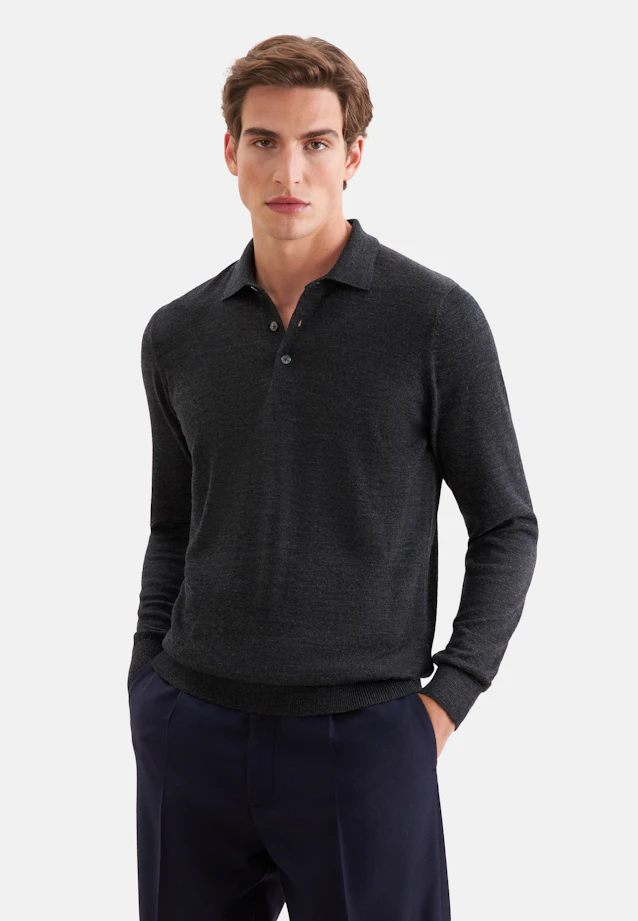 Collar Pullover Uni, in Grey |  Seidensticker Onlineshop