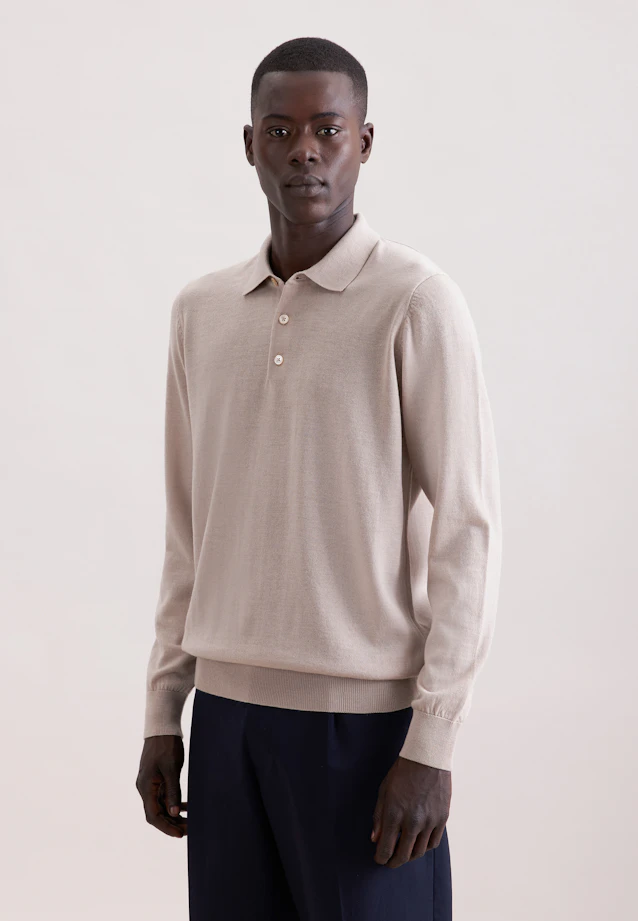 Regular Pullover Uni in Beige |  Seidensticker Onlineshop