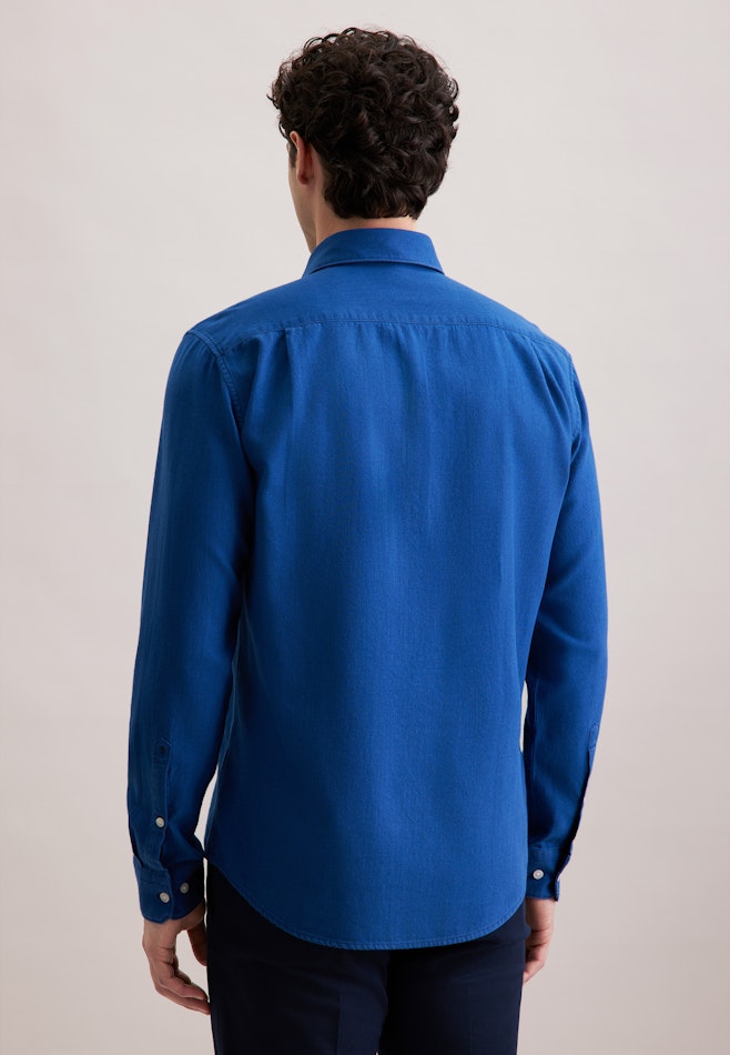 Regular Chemise en flanelle Uni dans Bleu Foncé | Boutique en ligne Seidensticker