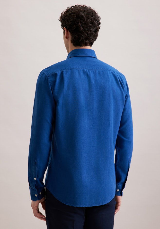 Regular Chemise en flanelle Uni dans Bleu Foncé | Boutique en ligne Seidensticker