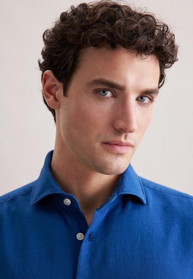 Regular Flanellhemd Uni in Dunkelblau |  Seidensticker Onlineshop