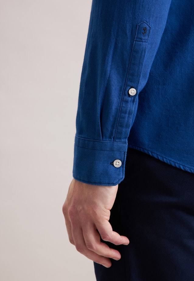 Regular Flanellhemd Uni in Dunkelblau |  Seidensticker Onlineshop