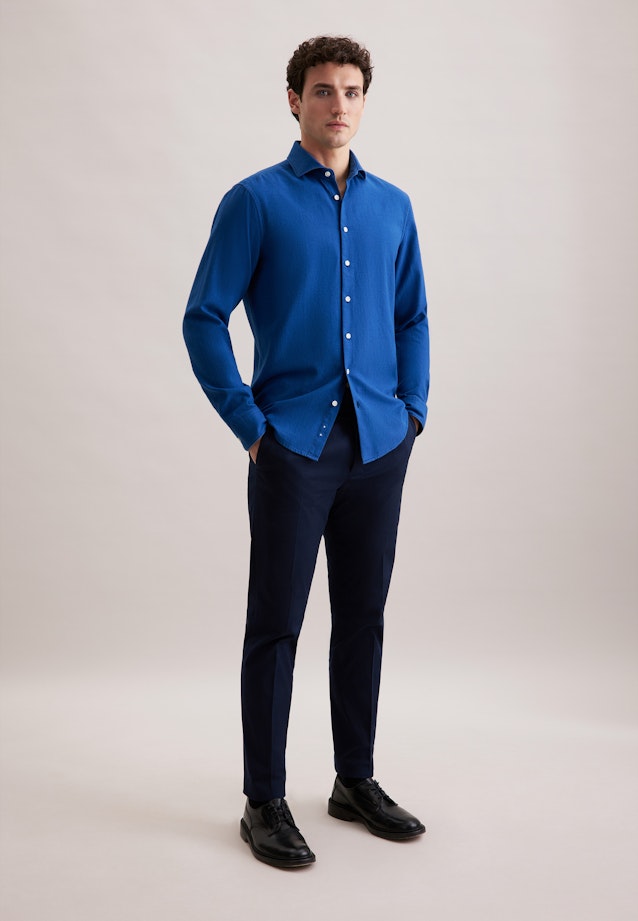 Regular Flanellhemd Uni in Dunkelblau |  Seidensticker Onlineshop