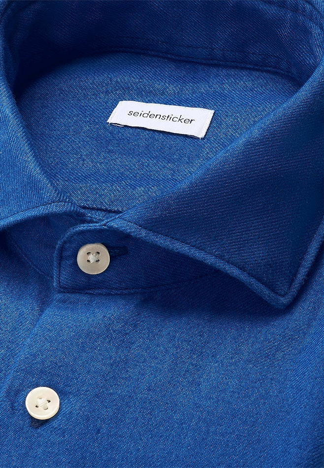 Regular Chemise en flanelle Uni dans Bleu Foncé | Boutique en ligne Seidensticker