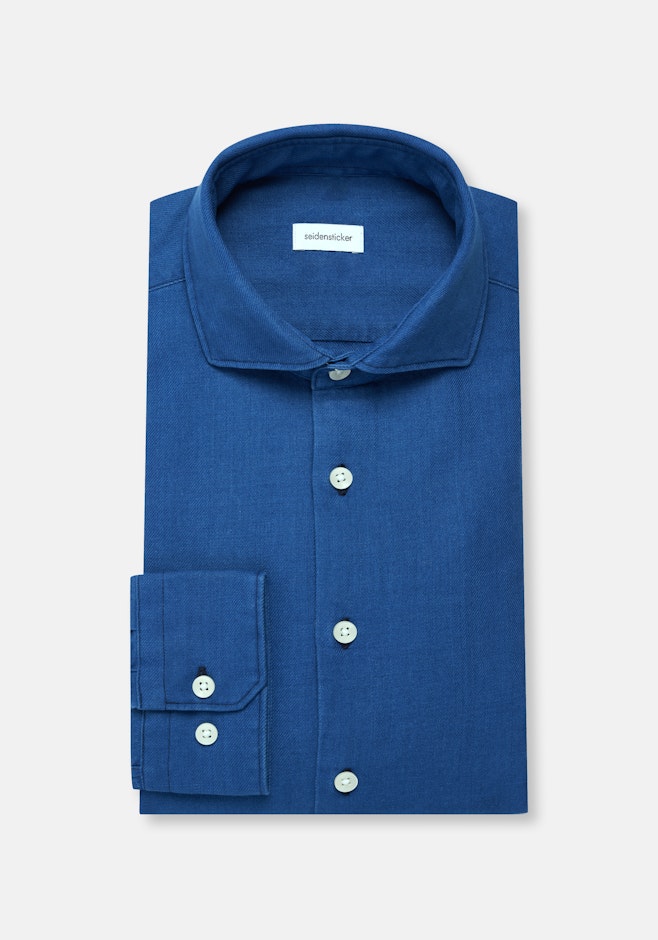 Regular Chemise en flanelle Uni dans Bleu Foncé | Boutique en ligne Seidensticker