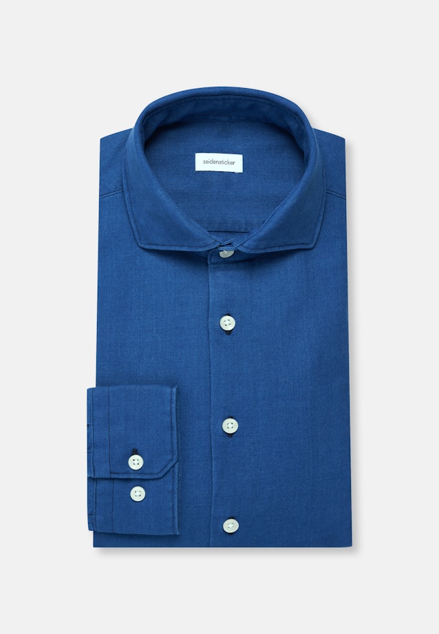 Regular Flanellhemd Uni in Dunkelblau |  Seidensticker Onlineshop