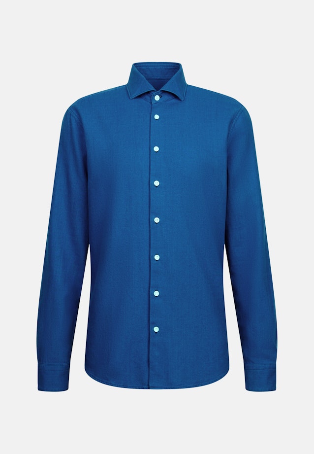 Regular Flanellhemd Uni in Dunkelblau |  Seidensticker Onlineshop