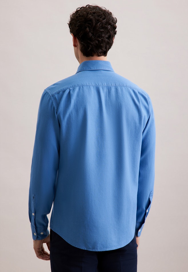 Regular Flannel shirt Uni in Mittelblau | Seidensticker online shop