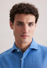 Regular Flanellhemd Uni in Mittelblau |  Seidensticker Onlineshop