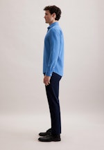 Regular Flannel shirt Uni in Mittelblau |  Seidensticker Onlineshop