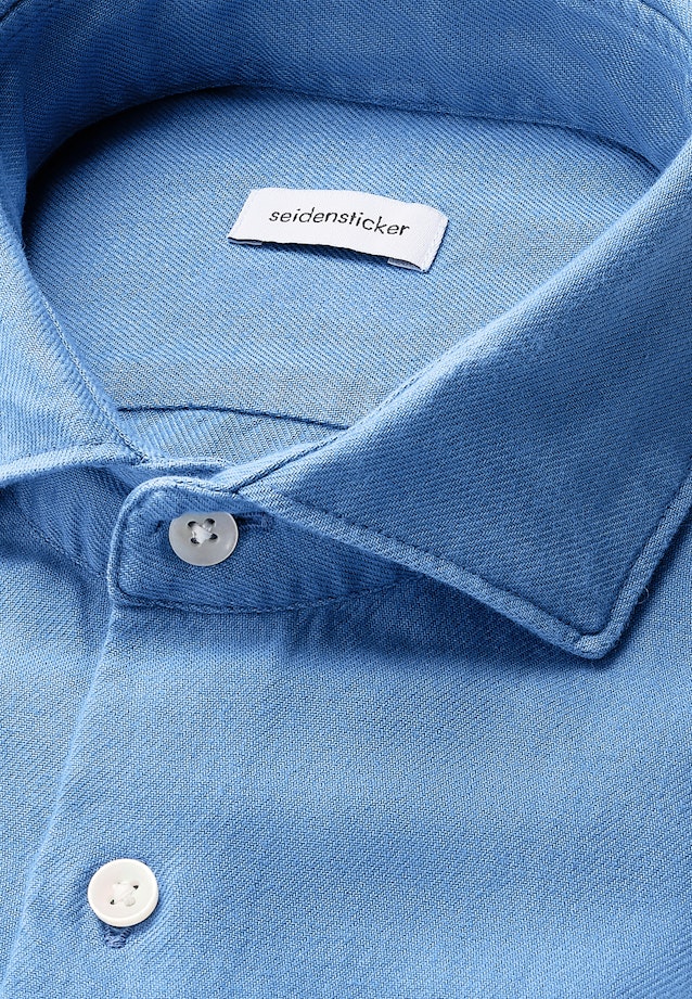 Regular Flannel shirt Uni in Mittelblau |  Seidensticker Onlineshop