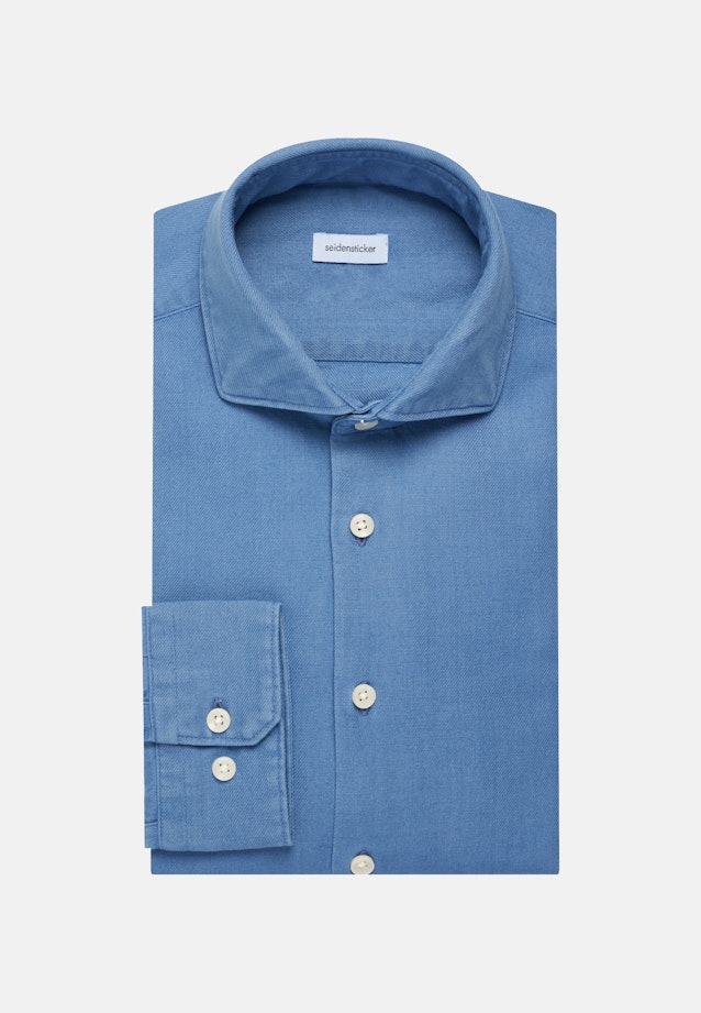 Regular Flannel shirt Uni in Mittelblau |  Seidensticker Onlineshop