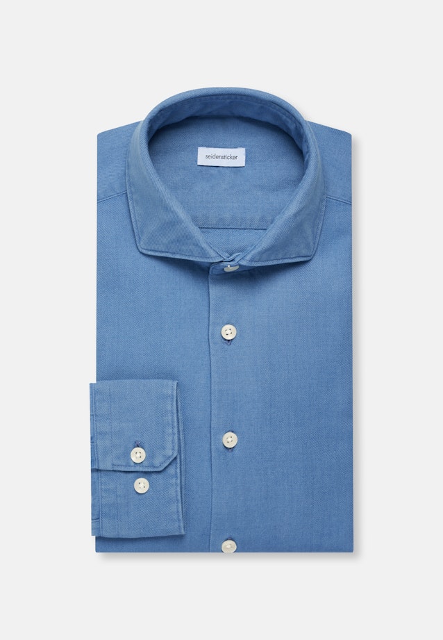 Regular Flanellhemd Uni in Mittelblau |  Seidensticker Onlineshop